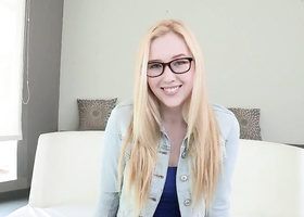 Blonde cutie feels long ramrod deep in her pussy