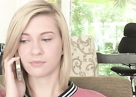 Light-haired chick is surprised with huge cock