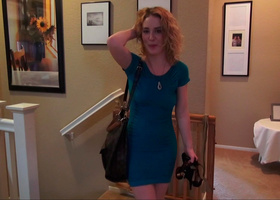 Absolutely cute blonde babe gets on her knees