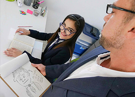 Office sex for a young schoolgirl and her boss