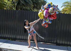 Awkward brunette teen fucked on all fours on a couch