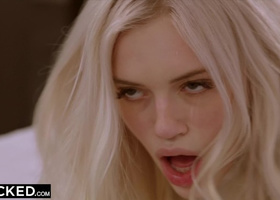 Sexy blonde giving a passioante handjob to a BBC