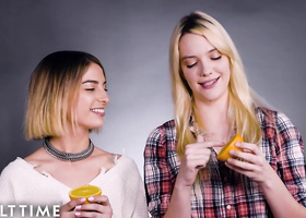 Young girls improving their cunnilingus skills